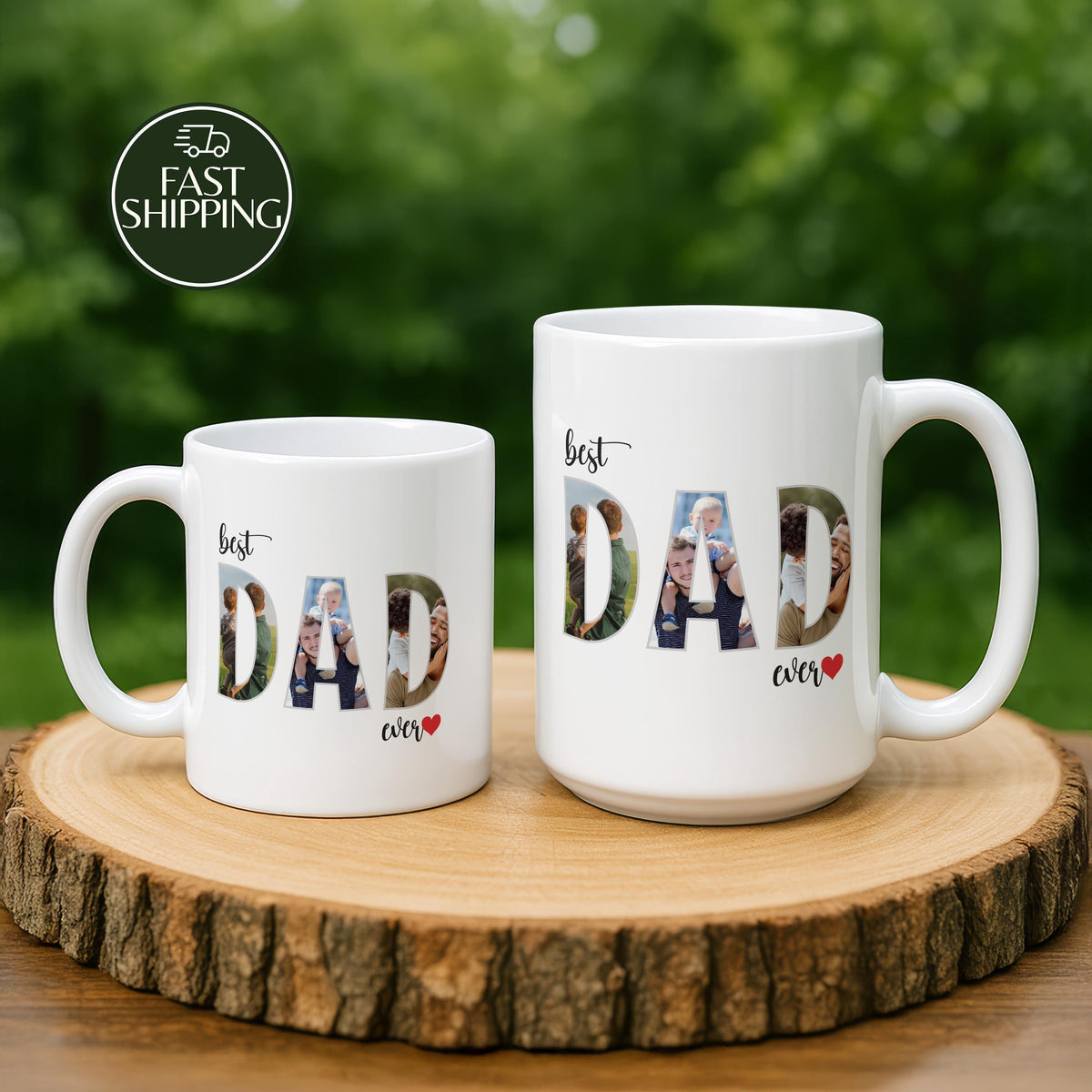 Personalized Best Dad Ever Photo Collage Mug, Custom Picture Coffee Cup for Father