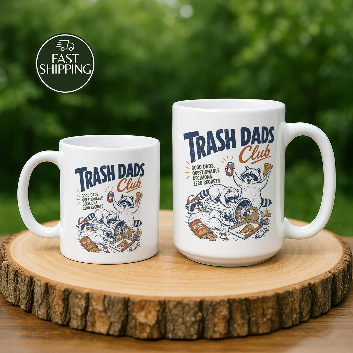 Trash Dads Club Coffee Mug, Funny Good Dads Questionable Decisions Zero Regrets
