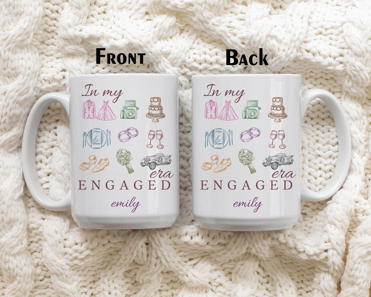 Personalized In My Engaged Era Mug, Engagement Party Ceramic Cup, Bride To Be Coffee Mug