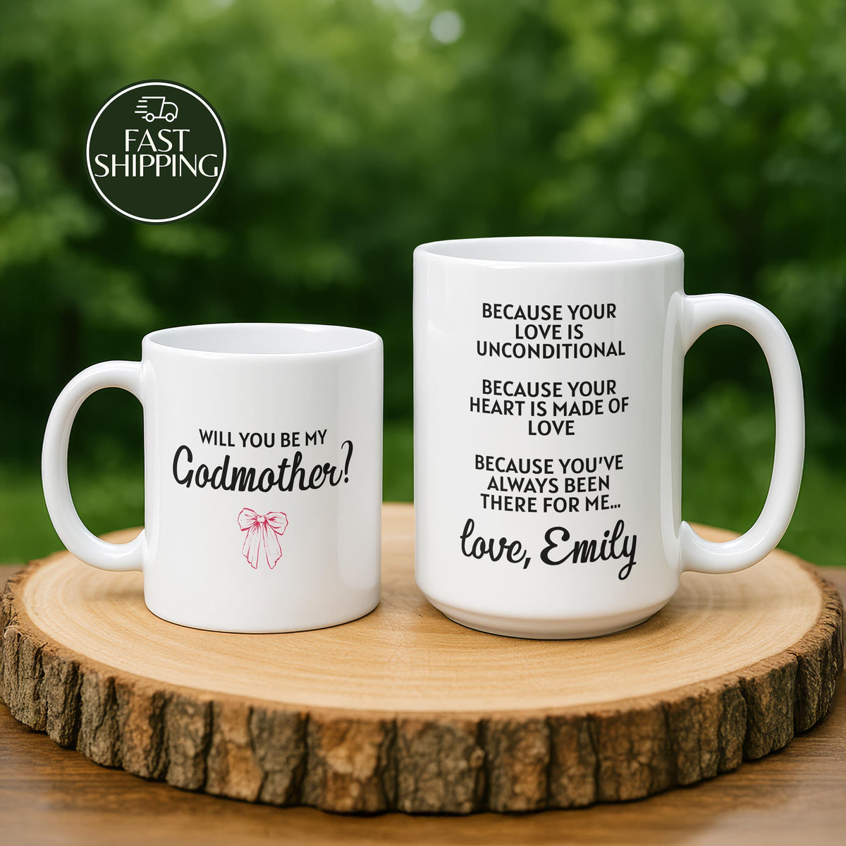 Personalized Will You Be My Godmother? Cup, Custom Name Godmother Proposal Coffee Mug
