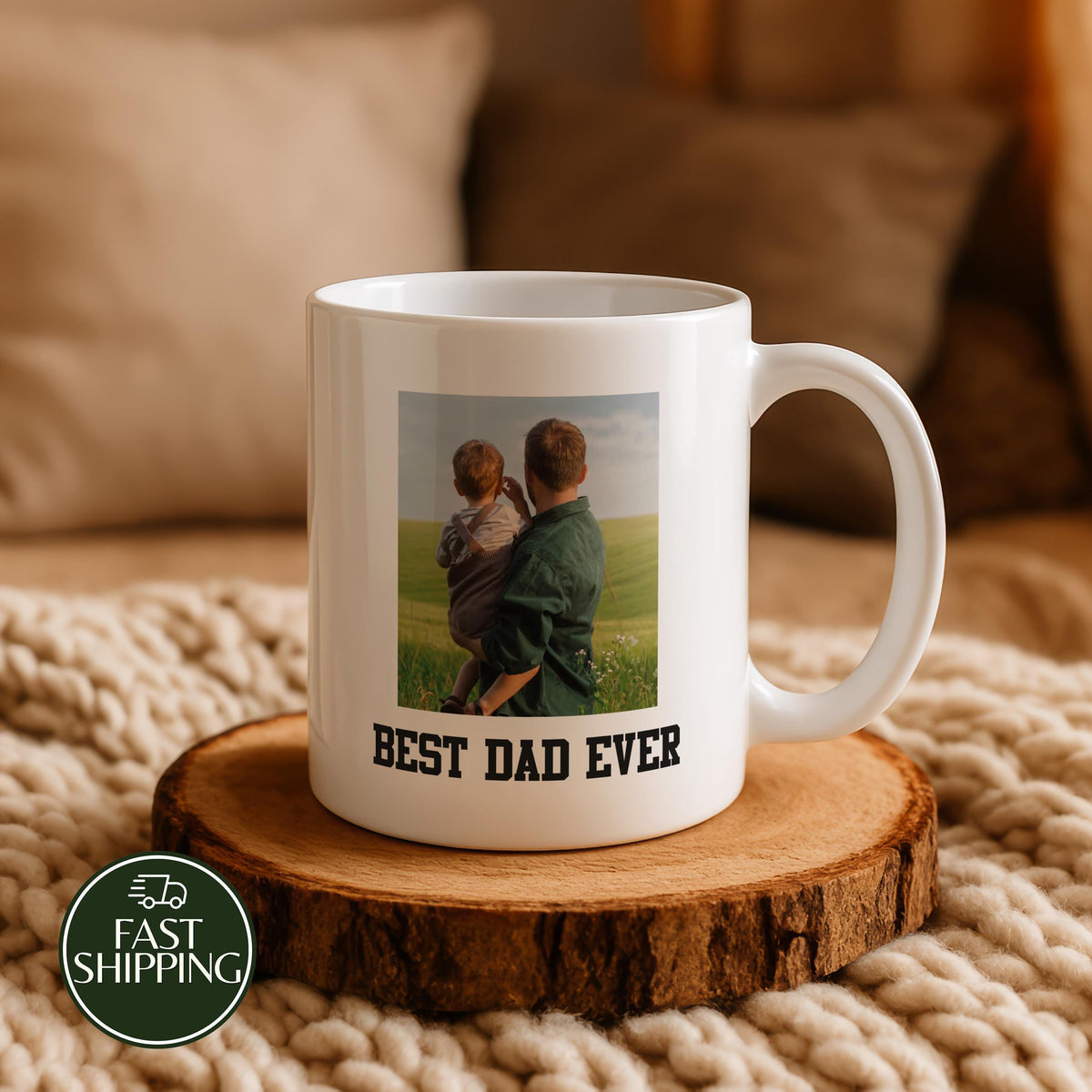 Custom Photo Coffee Mug for Dad, Personalized Best Dad Ever Ceramic Cup, Father's Day Gift