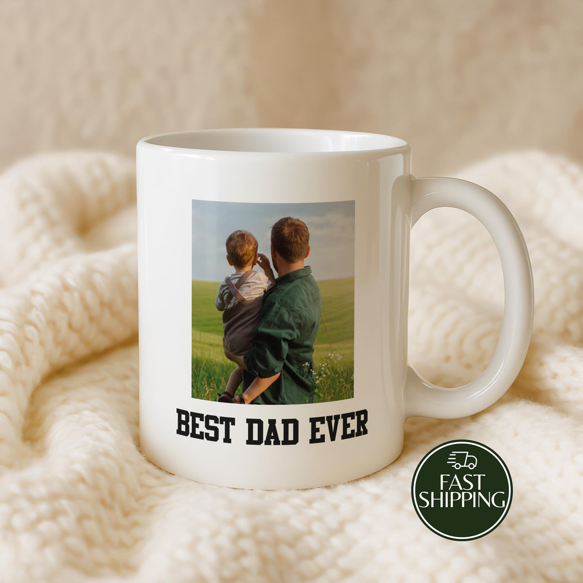 Custom Photo Coffee Mug for Dad, Personalized Best Dad Ever Ceramic Cup, Father's Day Gift