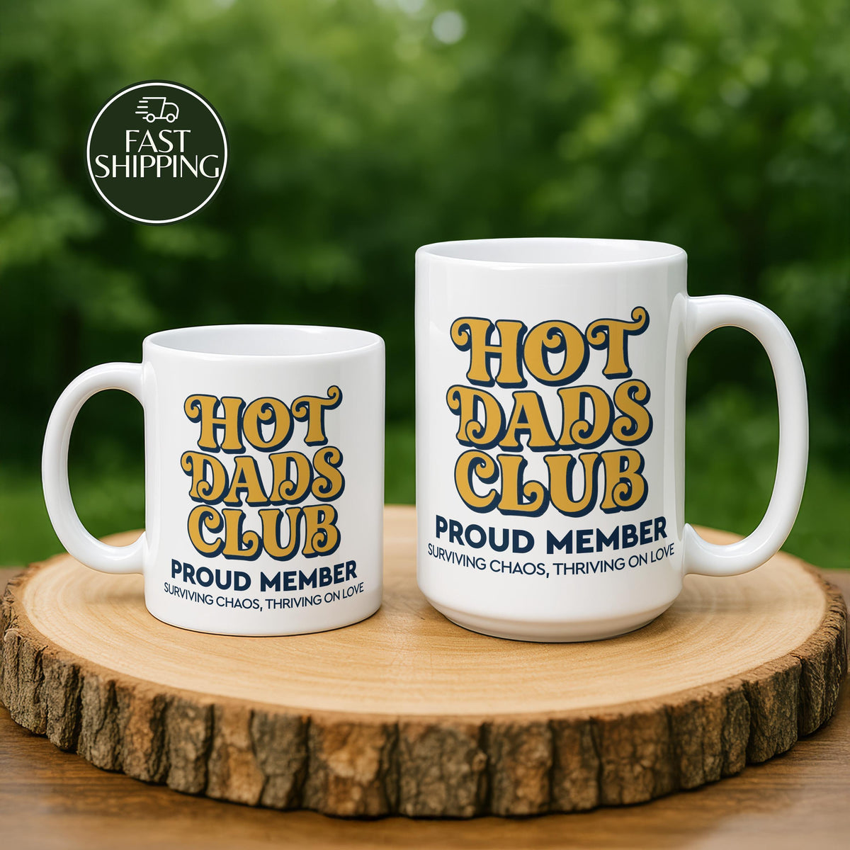 Hot Dads Club Proud Member Coffee Mug, Cool Dad Ceramic Cup, Funny Gift for New Dad Husband