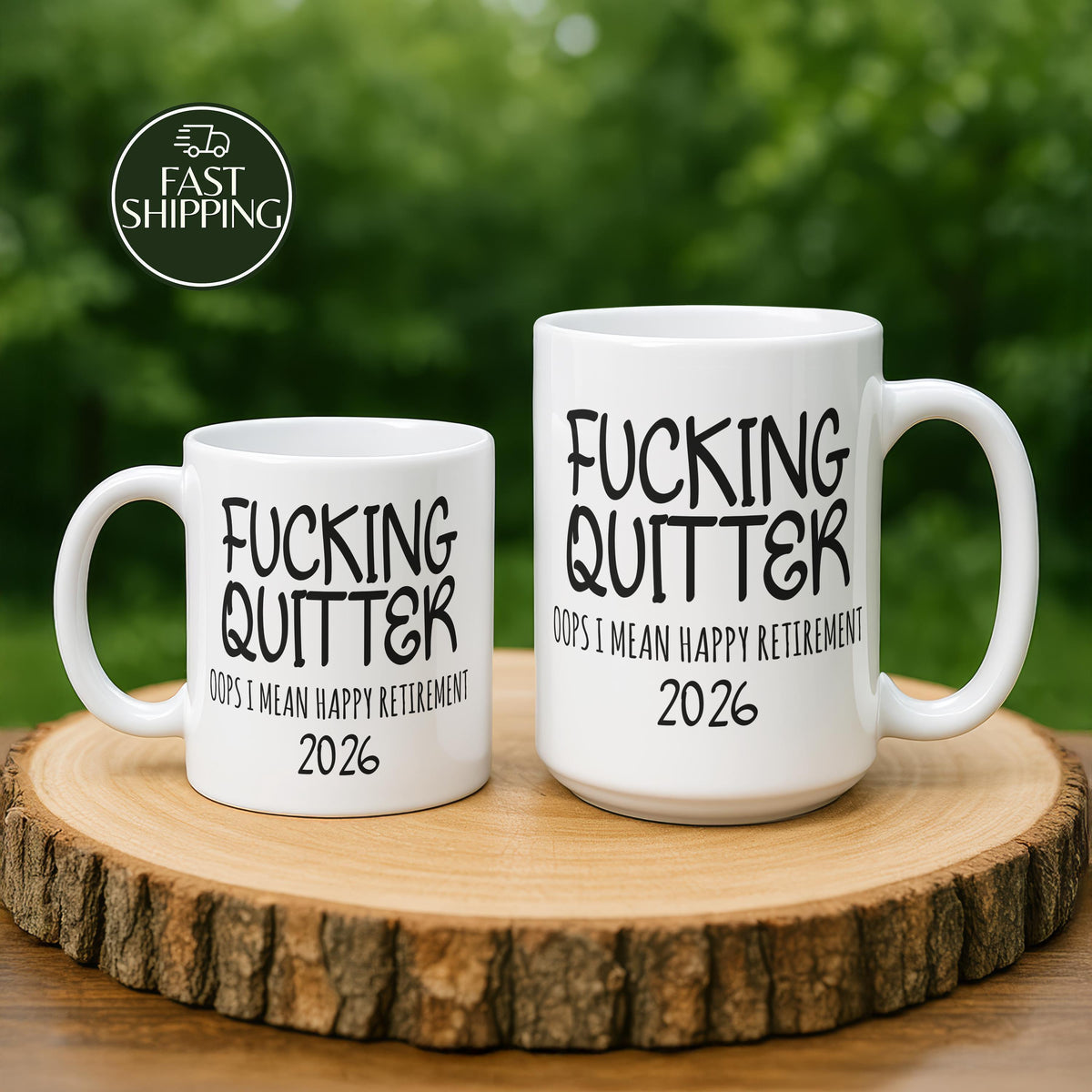 Custom Year Fucking Quitter Coffee Mug, Sarcastic Retired Coworker Cup
