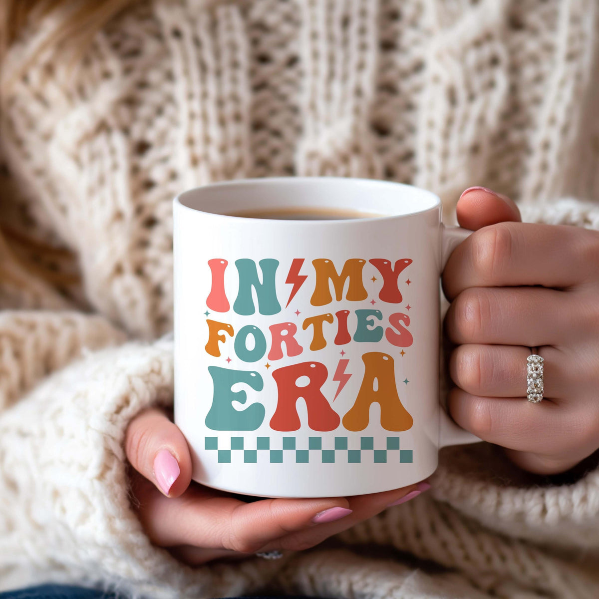 In My Forties Era Coffee Mug, Groovy 40th Birthday Ceramic Cup, Fortieth Birthday Gift For Her