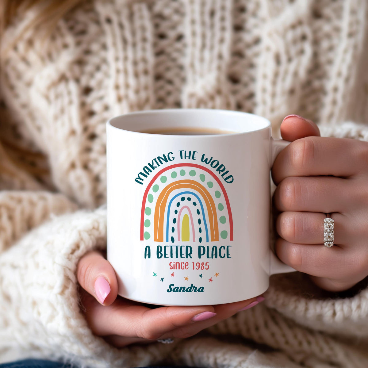 Custom Name And Date Birthday Celebration Mug, Making The World A Better Place Ceramic Cup