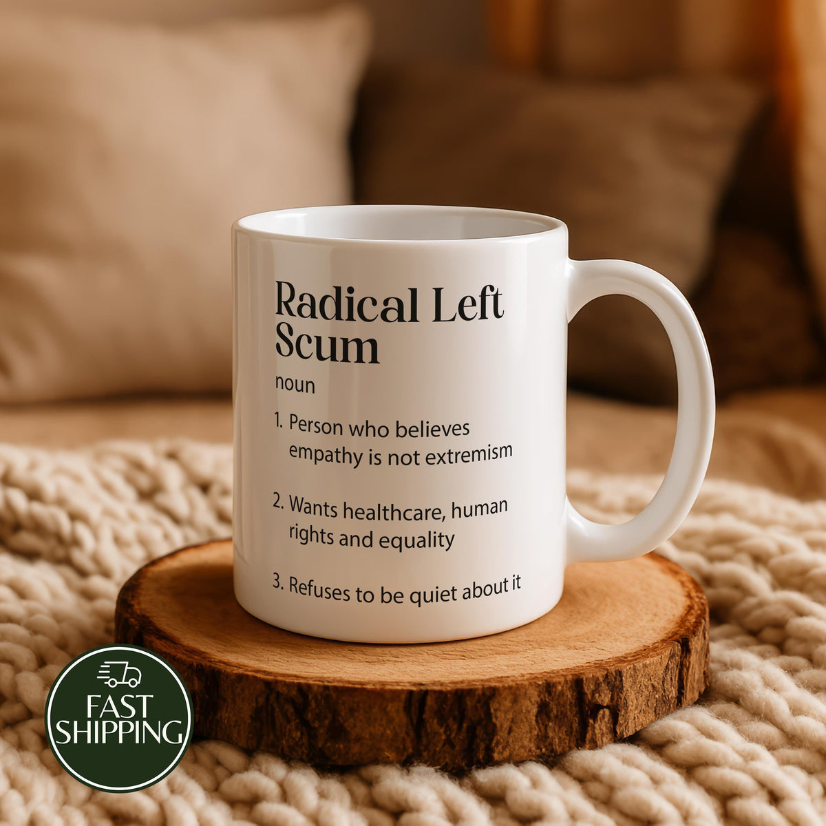 Radical Left Scum Definition Coffee Mug, Funny Political Satire Ceramic Cup