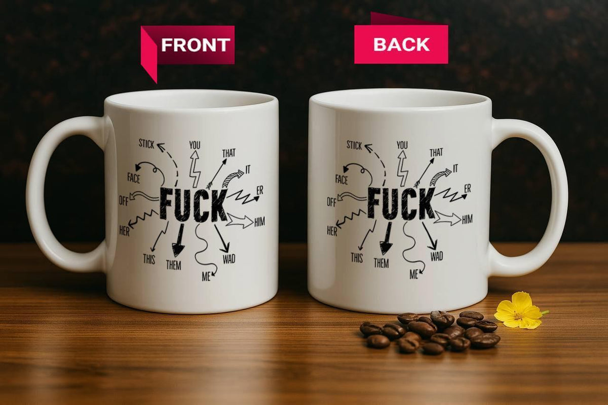 Fuck Daily Mug, Swear Words Lover Friend Gift Pottery Mug, Sassy Offensive Coffee Cup