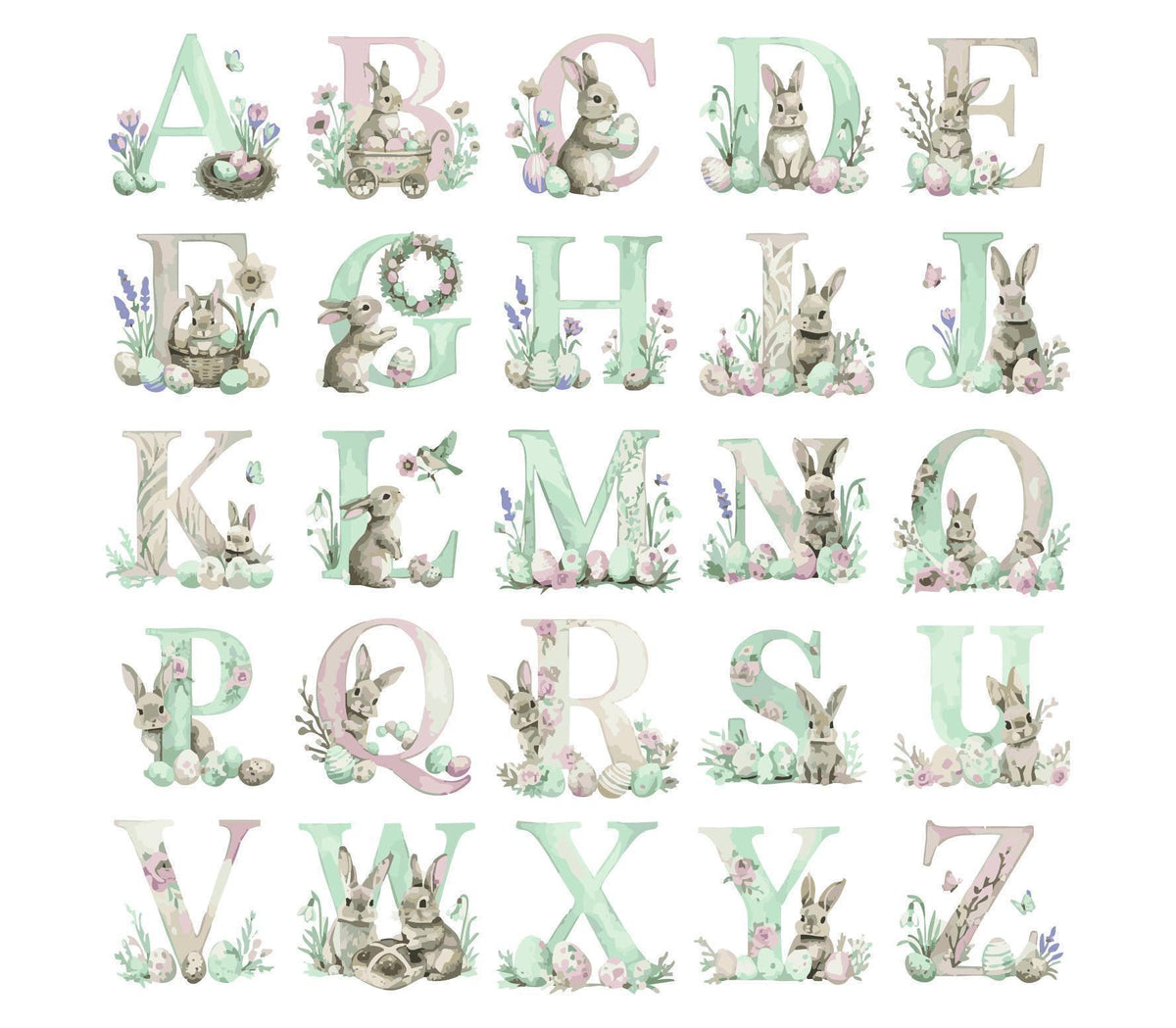 Personalized Easter Bunny Initial Letter Coffee Mug