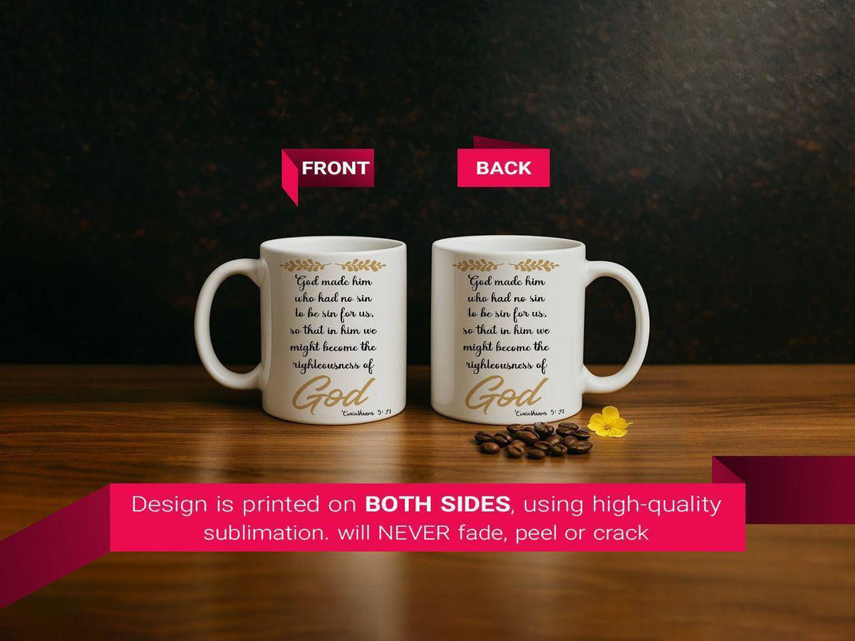 Bible Corinthians 5:21 Ceramic Mug, Scripture Verse Coffee Cup