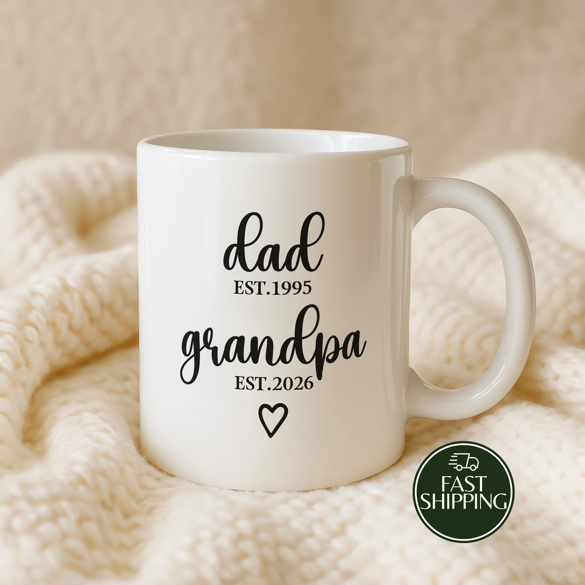 Personalized Grandpa Coffee Mug, Custom Date Dad to Grandpa Cup, Dad Est Grandpa Est Gift