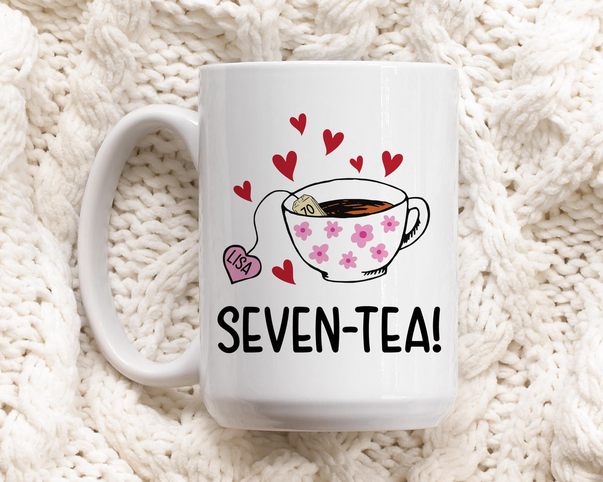 Seven Tea Mug – Custom 70th Birthday Mug, Personalized Gift for 70th Birthday Grandma or Mom