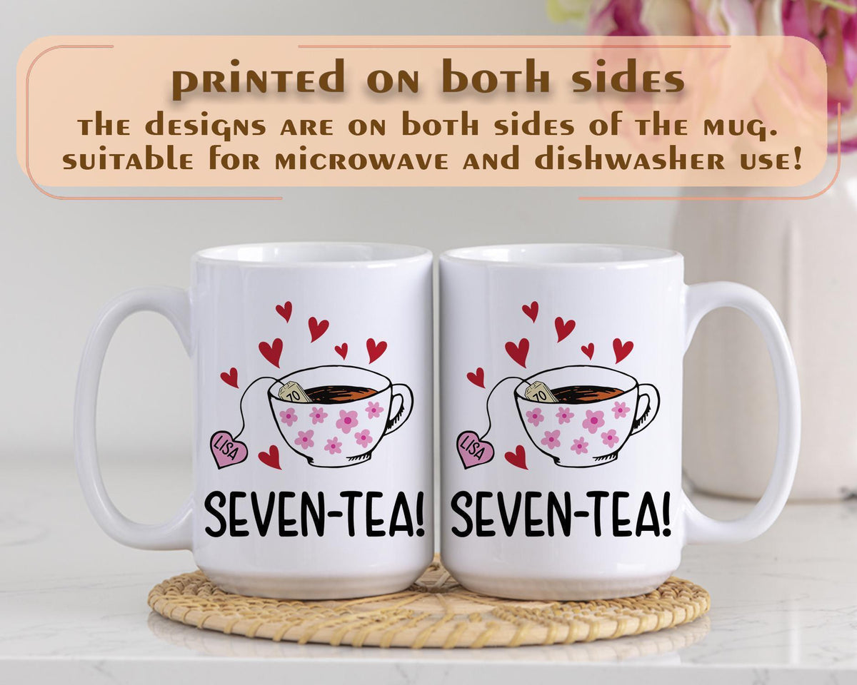 Seven Tea Mug – Custom 70th Birthday Mug, Personalized Gift for 70th Birthday Grandma or Mom