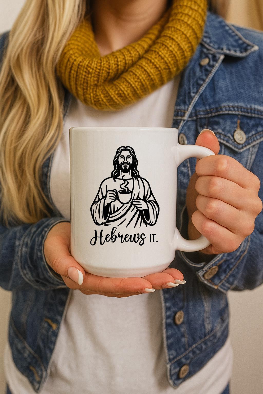 Funny How Does Jesus Make His Coffee Mug, Christian Hebrews It Joke Ceramic Cup
