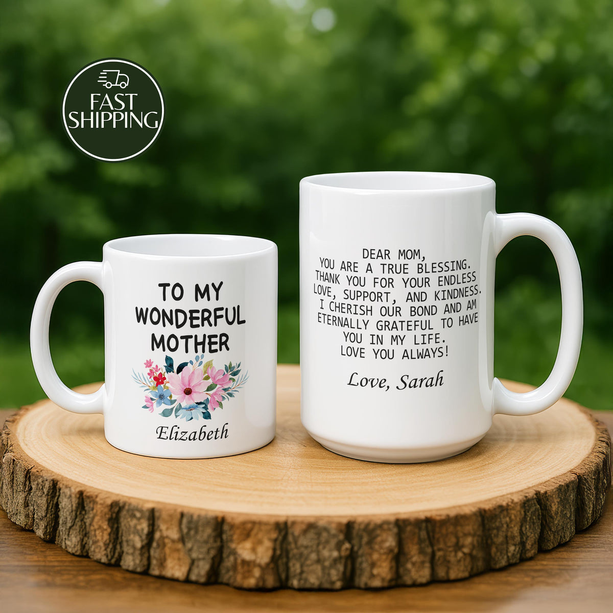 Personalized Letter to Mom Coffee Mug, To My Wonderful Mother Ceramic Cup