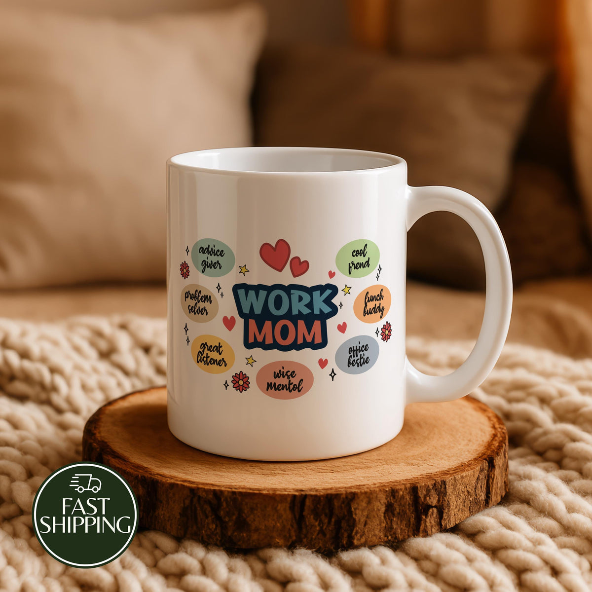 Motivational Work Mom Ceramic Mug, Colorful Mom Appreciation Coffee Mug