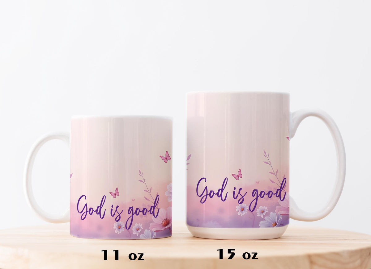 God Is Good Mug – Inspirational Christian Coffee Cup – 11oz or 15oz Faith Mug – Religious Gift – Daily Scriptu