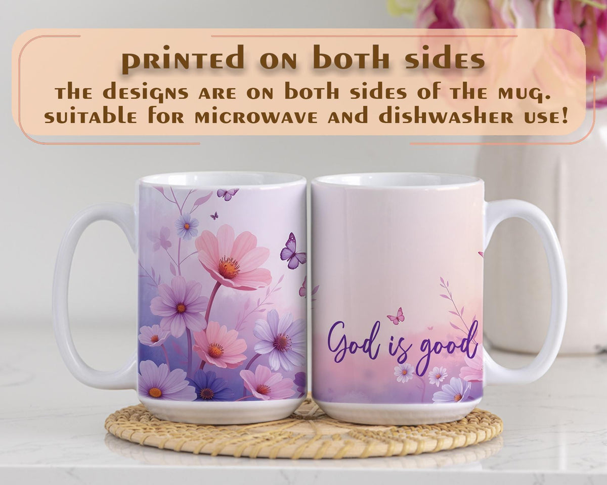 God Is Good Mug – Inspirational Christian Coffee Cup – 11oz or 15oz Faith Mug – Religious Gift – Daily Scriptu