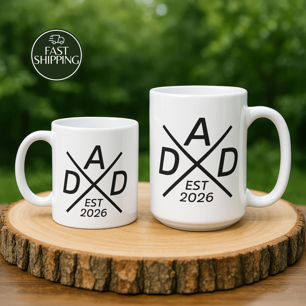 Personalized Minimalist Dad Ceramic Cup, Custom Est Year New Father Coffee Mug