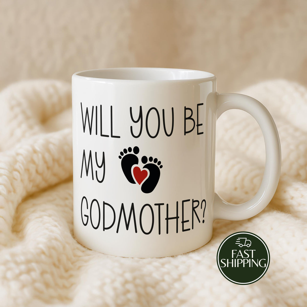 Personalized Will You Be My Godmother Coffee Mug, Baby Arriving Date Cup