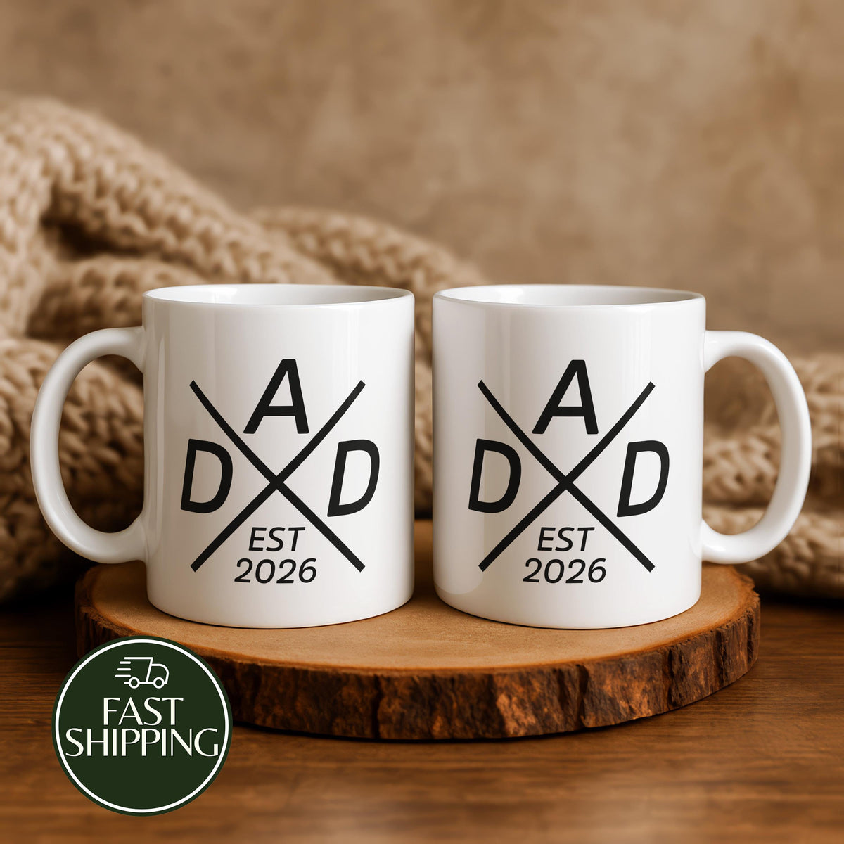 Personalized Minimalist Dad Ceramic Cup, Custom Est Year New Father Coffee Mug