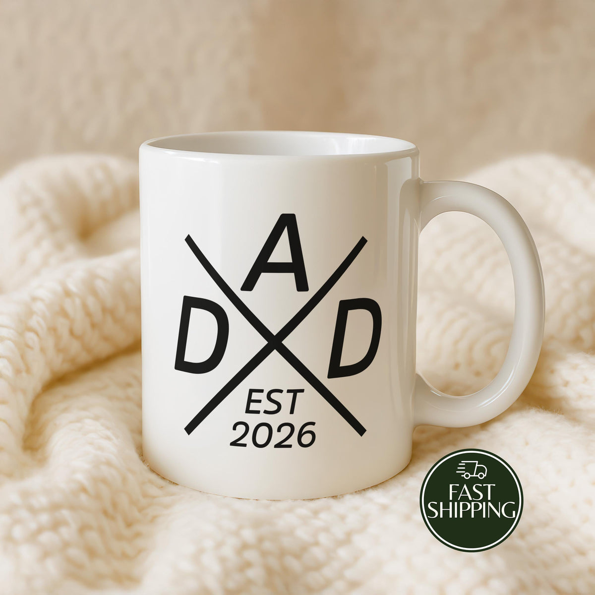 Personalized Minimalist Dad Ceramic Cup, Custom Est Year New Father Coffee Mug