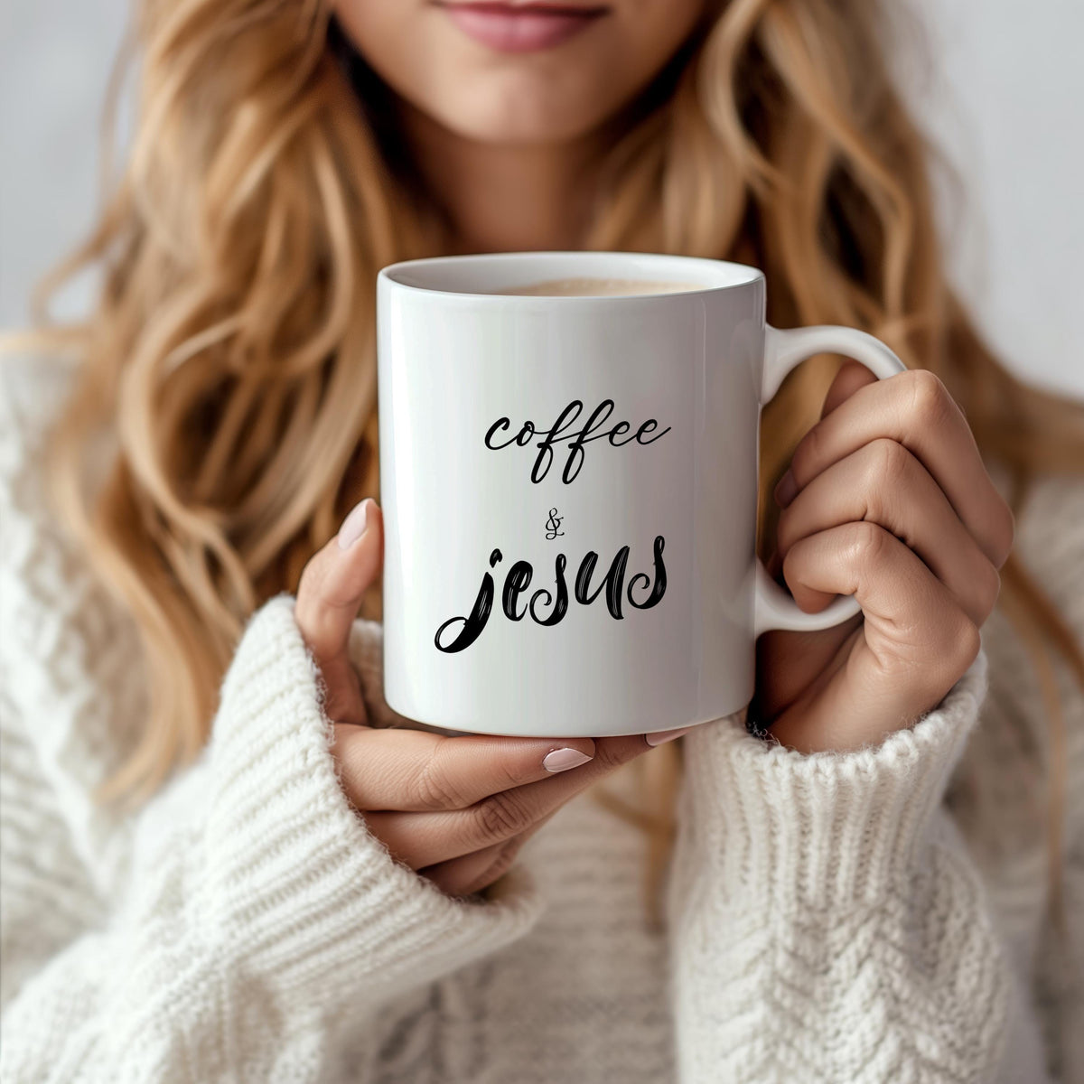 Custom Name Coffee & Jesus Ceramic Mug, Personalized Religious Coffee Cup