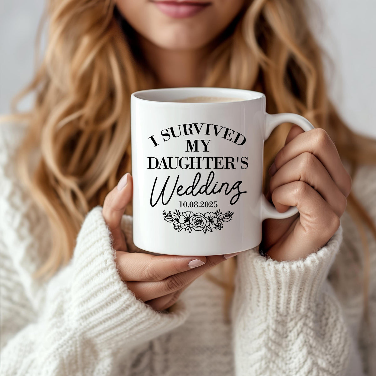 I Survived My Daughter's Wedding Ceramic Cup, Mother Of The Bride Coffee Mug
