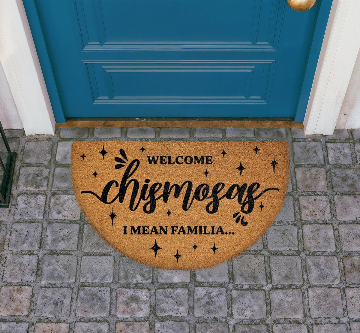Welcome Chismosas I Mean Familia Doormat, Humorous Holiday Porch Decor