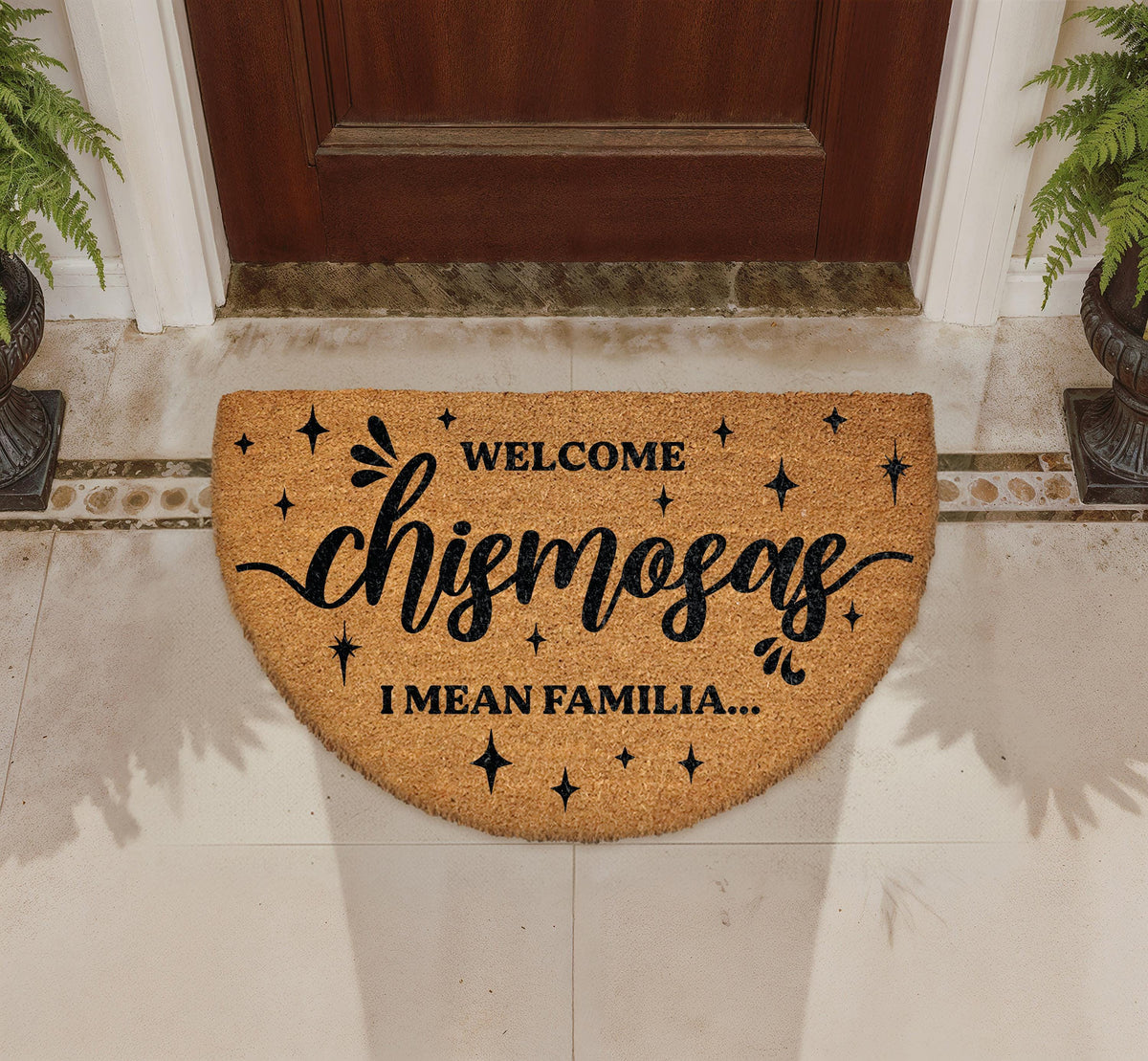 Welcome Chismosas I Mean Familia Doormat, Humorous Holiday Porch Decor