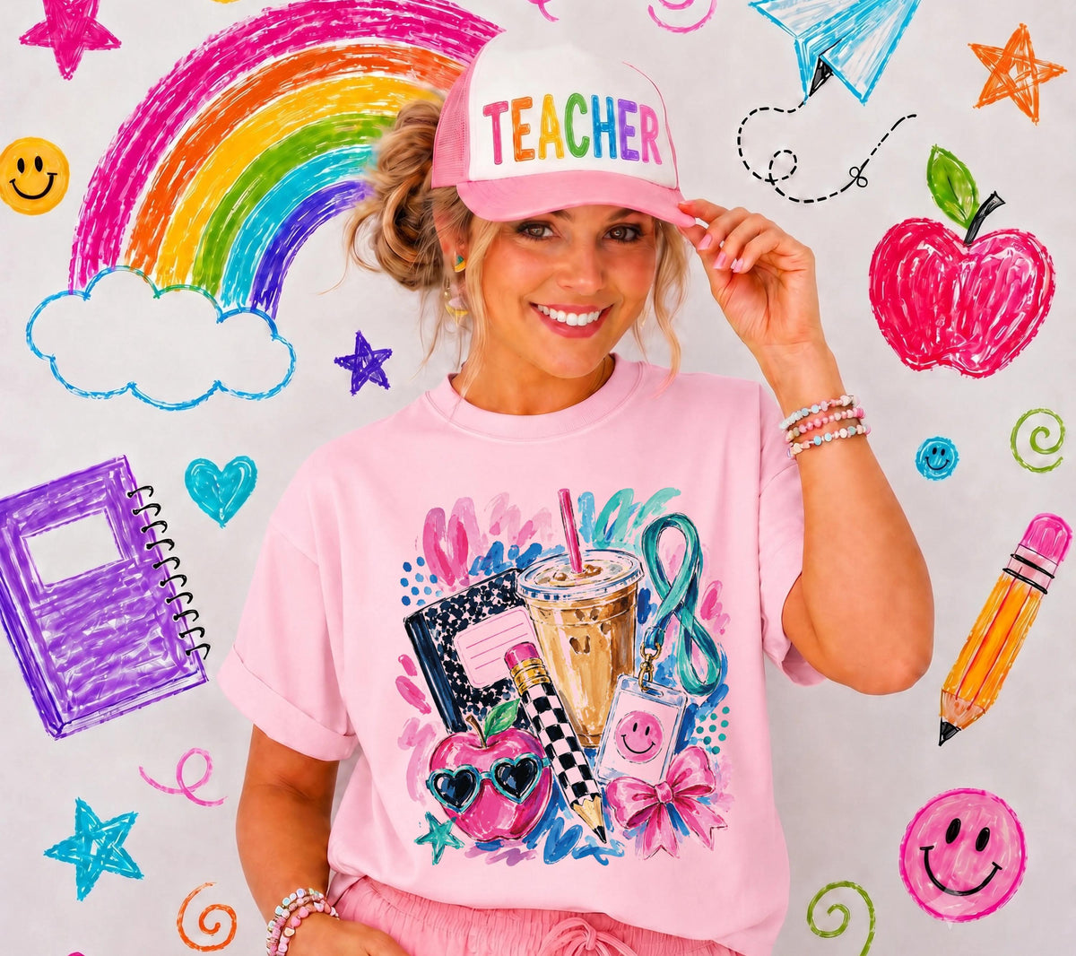 Preppy Teacher Comfort Colors® Shirt, Watercolor Back to School Tee, Teacher Appreciation Gift