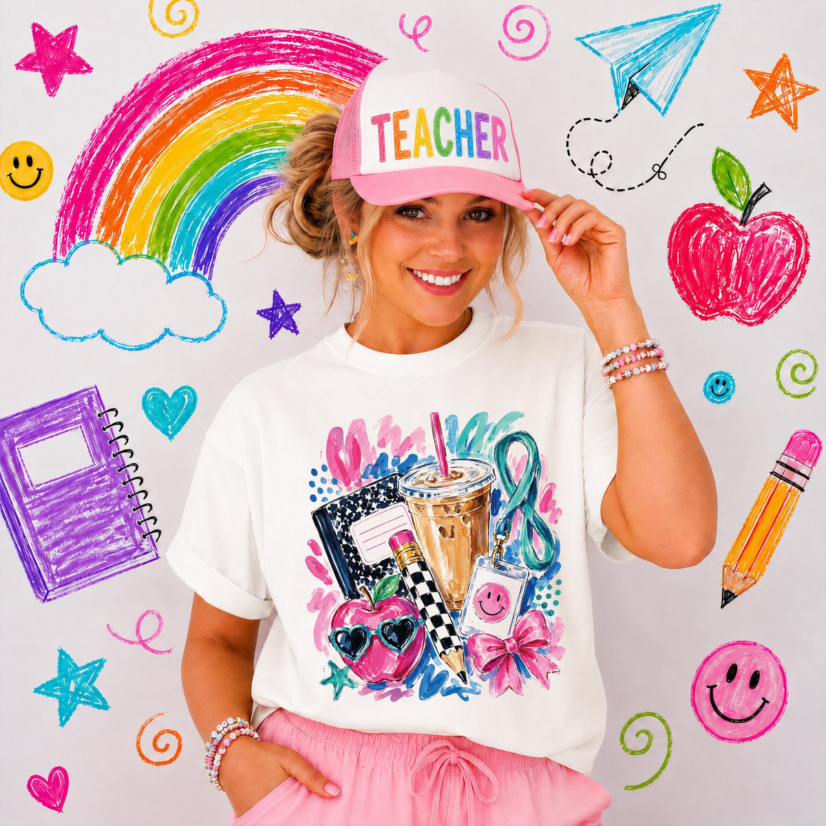 Preppy Teacher Comfort Colors® Shirt, Watercolor Back to School Tee, Teacher Appreciation Gift