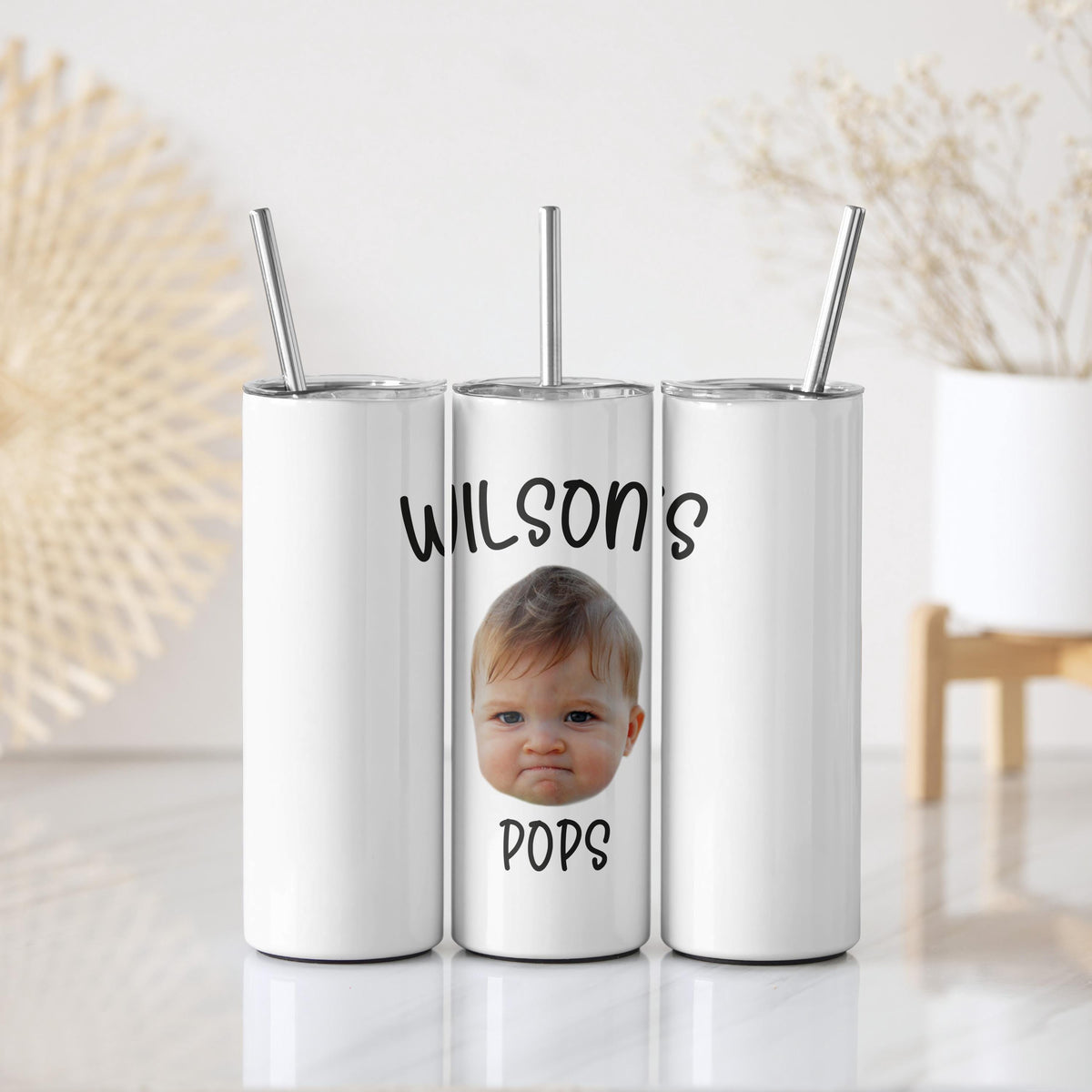 Custom Pops Insulated Tumbler with Child Picture, Personalized Photo Grandpa Coffee Cup