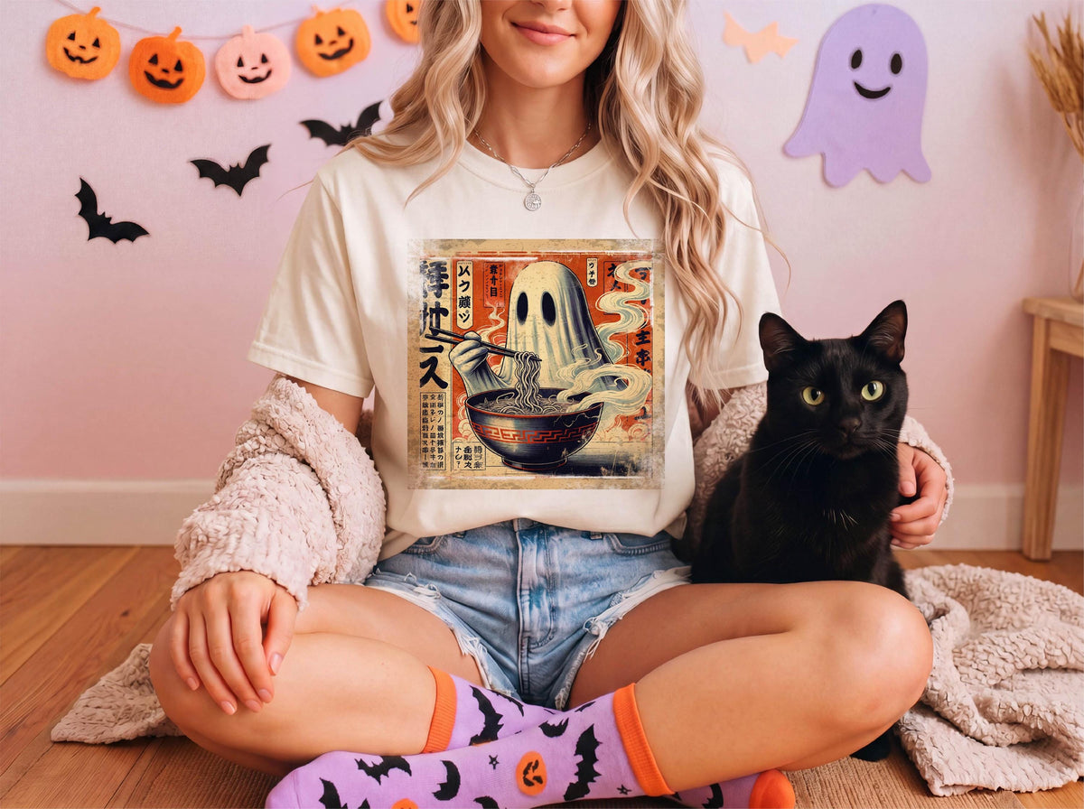Comfort Colors® Ghost Ramen Shirt, Halloween Japanese Food Tee, Spooky Season Noodle Tees