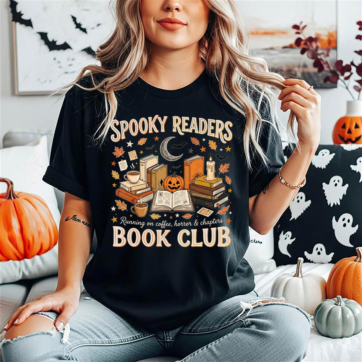 Comfort Colors® Spooky Readers Book Shirt, Halloween Book Lover Tee, Horror Bookish Gift