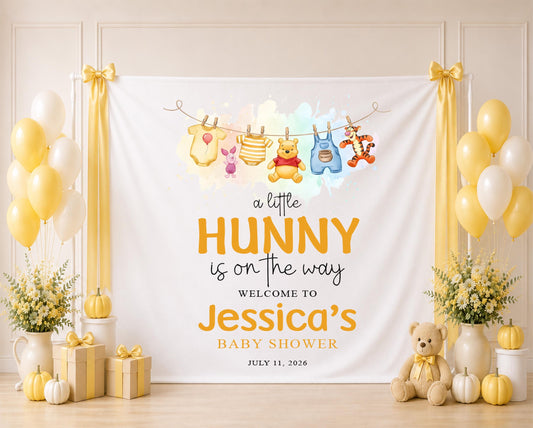 Custom "A Little Hunny" Baby Shower Banner, Winnie the Pooh Theme Backdrop