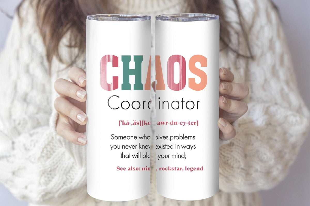 Personalized Chaos Coordinator Coffee Tumbler, Custom Name Work Trip Insulated Cup