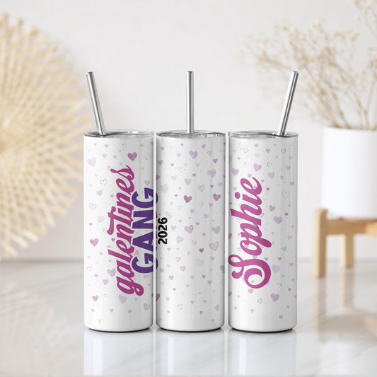 Custom Name Galentines Gang 2026 Tumbler With Straw