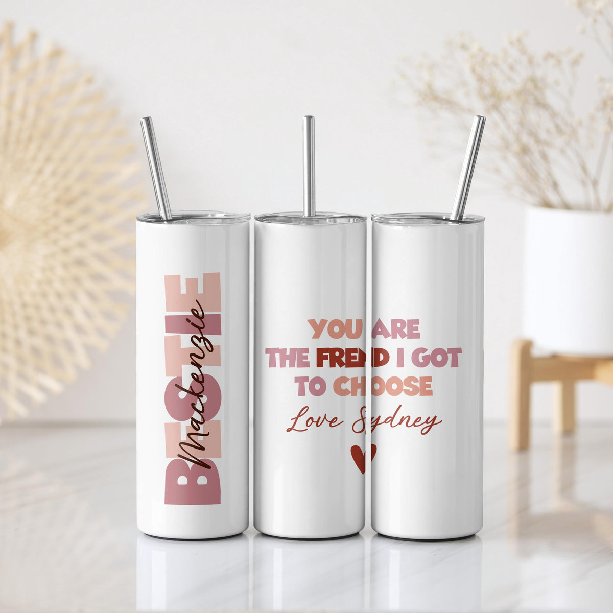 Custom Name Bestie Tumbler With Straw, Personalized You Are The Sister I Got To Choose Cup