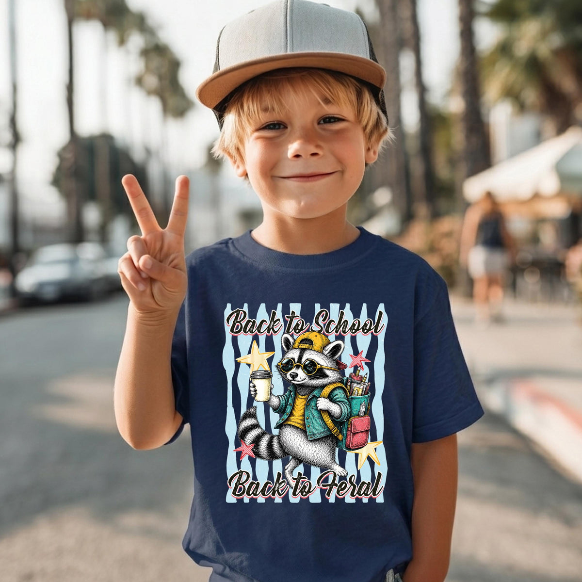 Striped Back to School Shirt, Raccoon First Day of School Tee, Funny School Kids Gift