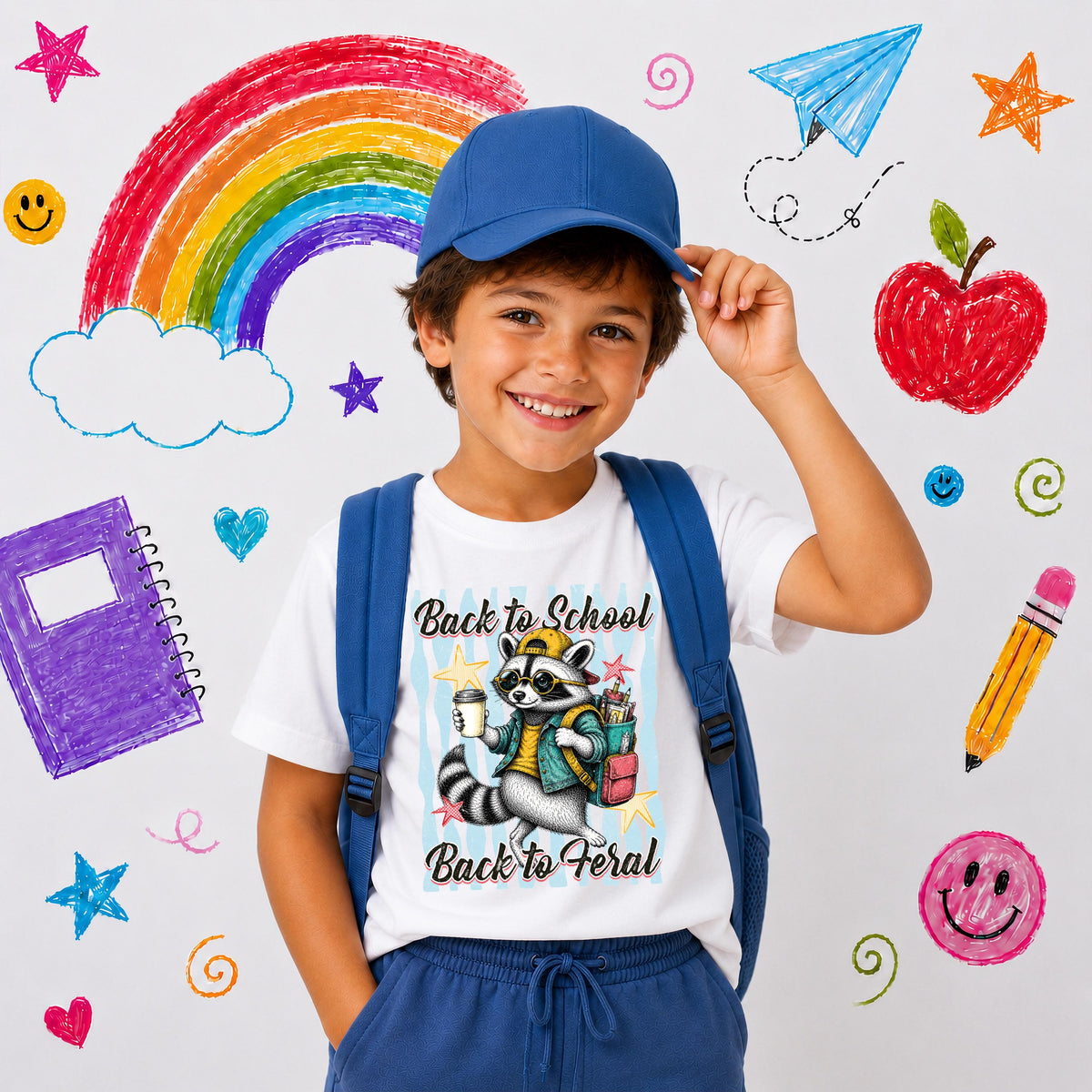 Striped Back to School Shirt, Raccoon First Day of School Tee, Funny School Kids Gift