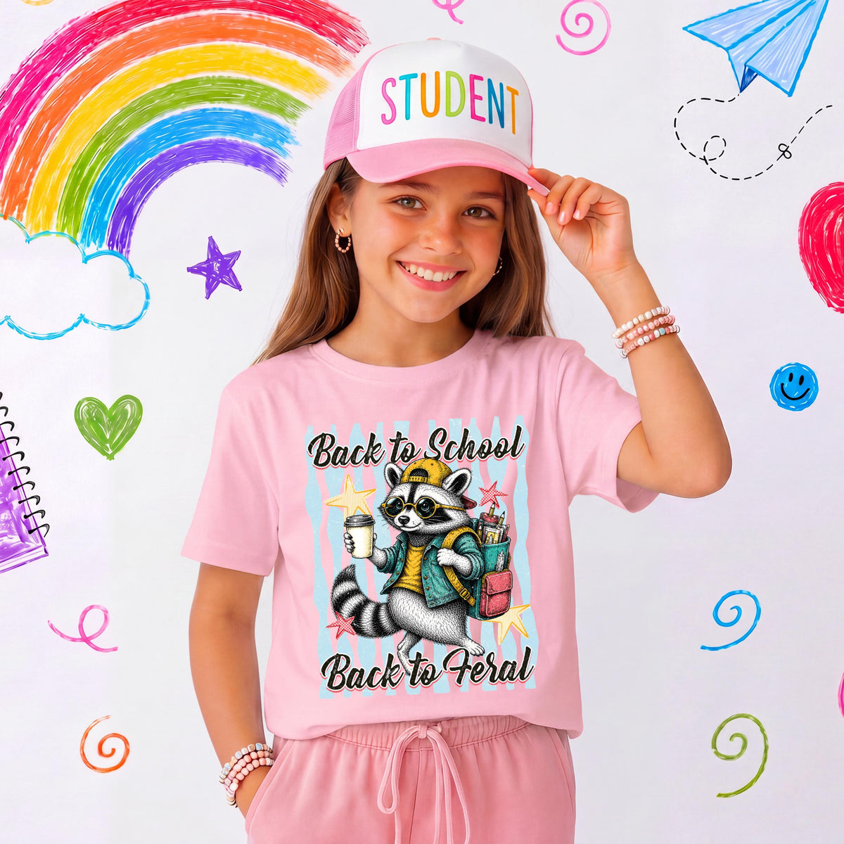 Striped Back to School Shirt, Raccoon First Day of School Tee, Funny School Kids Gift