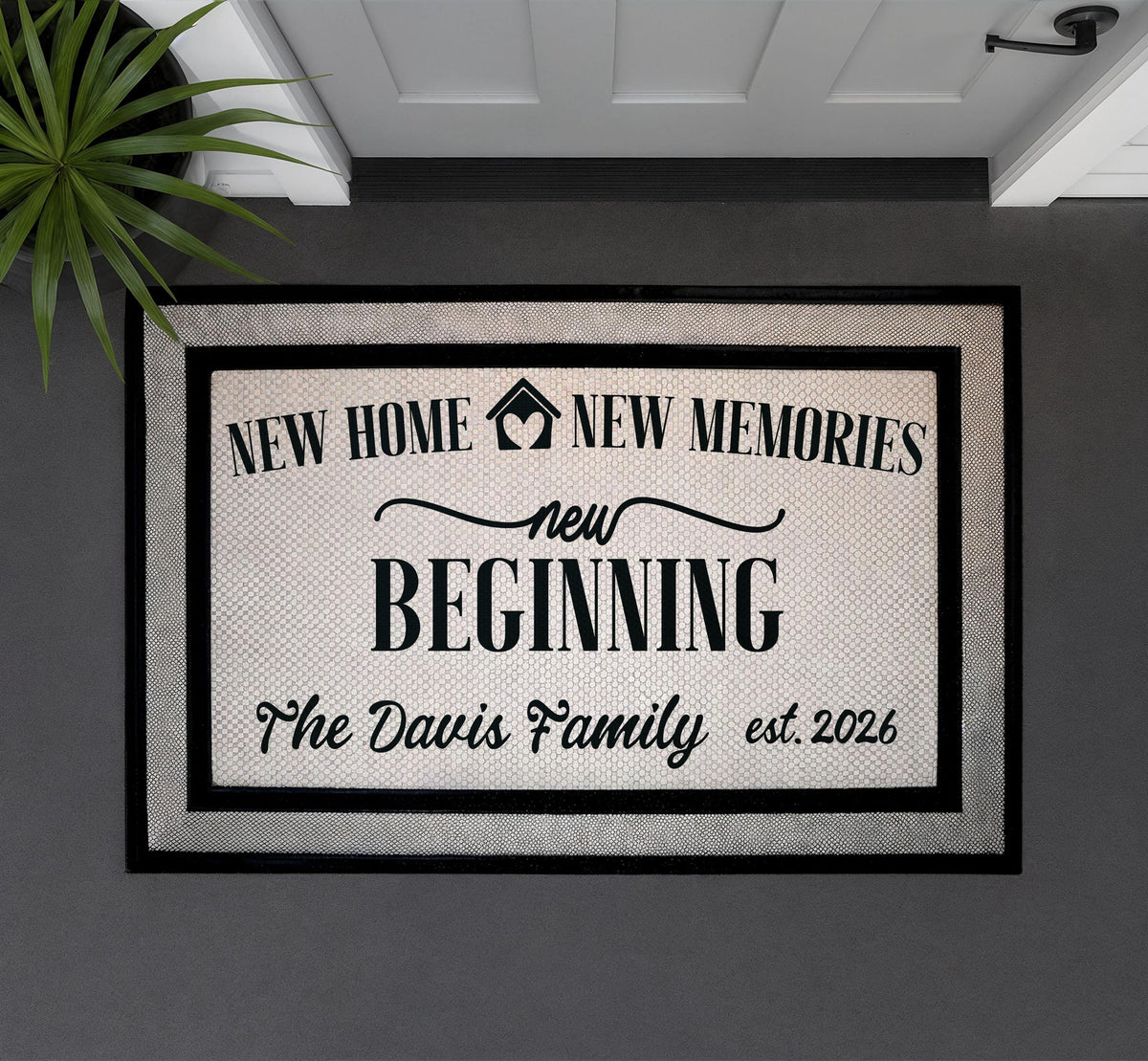 Personalized Family Name Doormat, New Home Welcome Mat, Custom Est. Year Entrance Rug