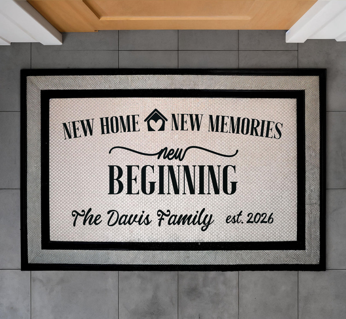 Personalized Family Name Doormat, New Home Welcome Mat, Custom Est. Year Entrance Rug