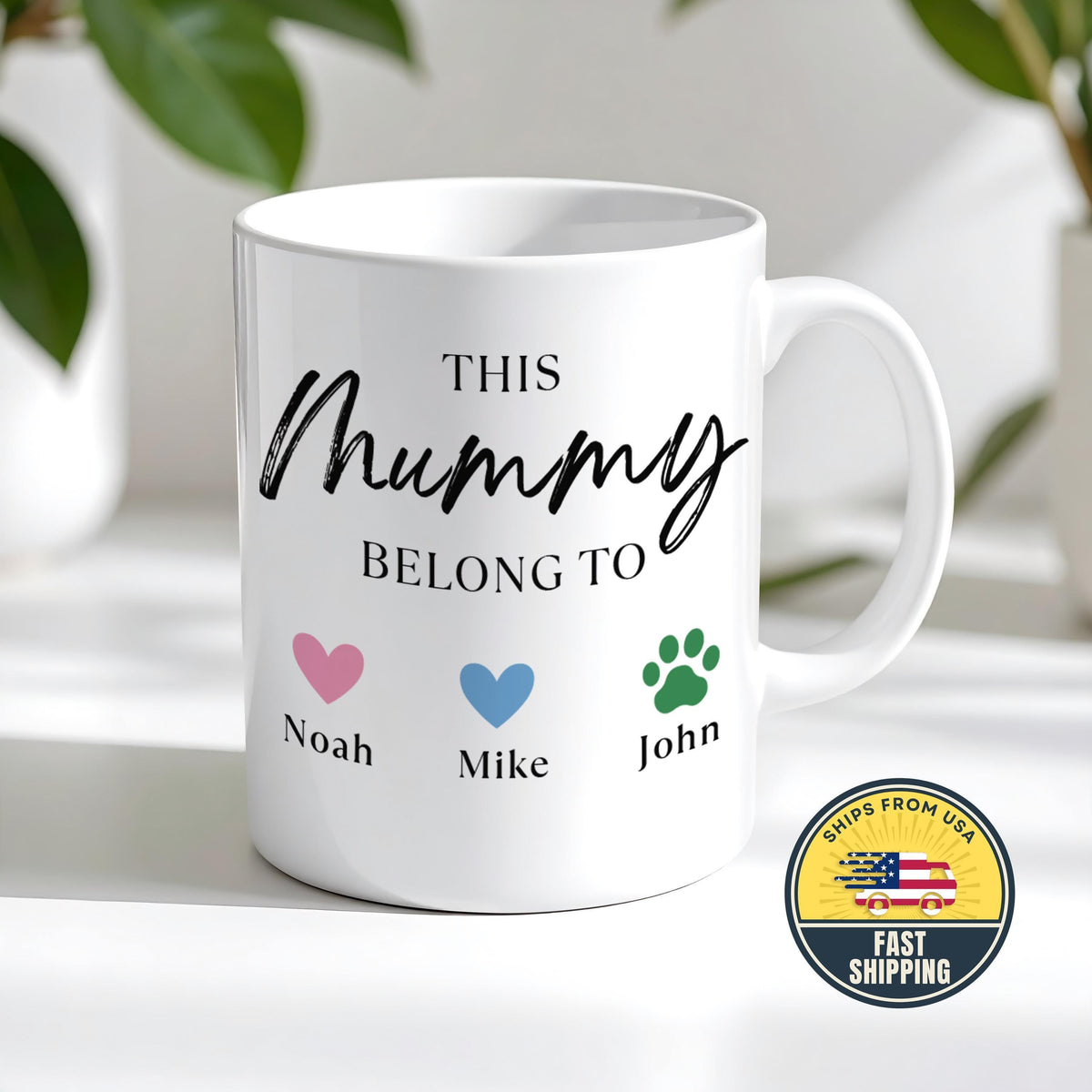 Custom This Mommy Belong To Mug, Custom Parents Names Tea Mug, Mother’s Day Mug Gift