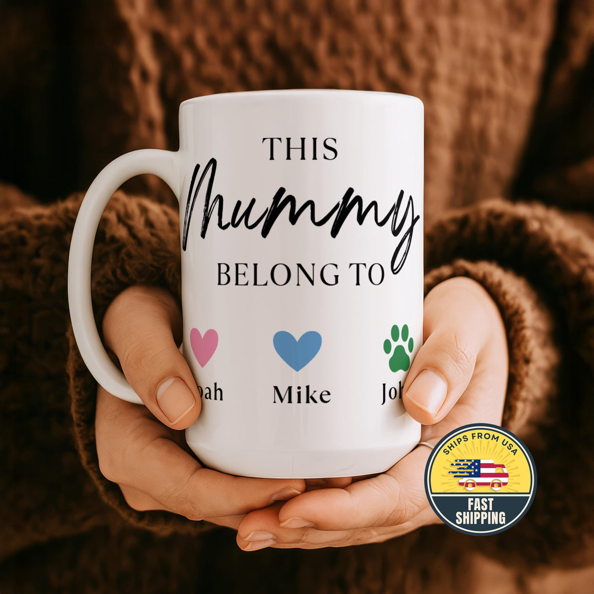 Custom This Mommy Belong To Mug, Custom Parents Names Tea Mug, Mother’s Day Mug Gift