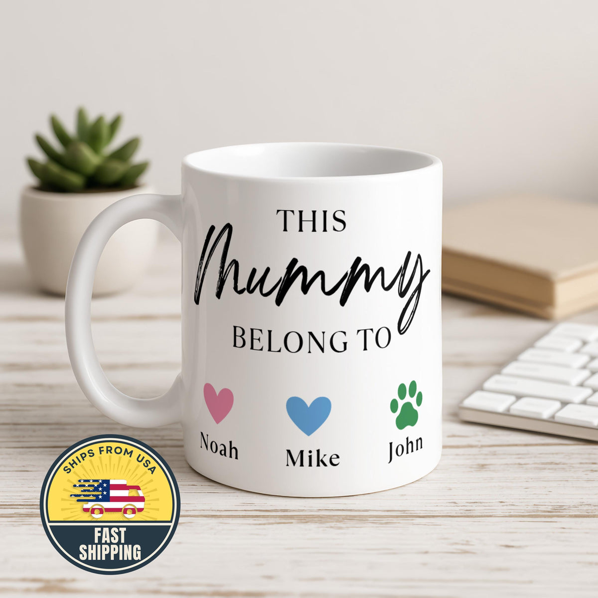 Custom This Mommy Belong To Mug, Custom Parents Names Tea Mug, Mother’s Day Mug Gift