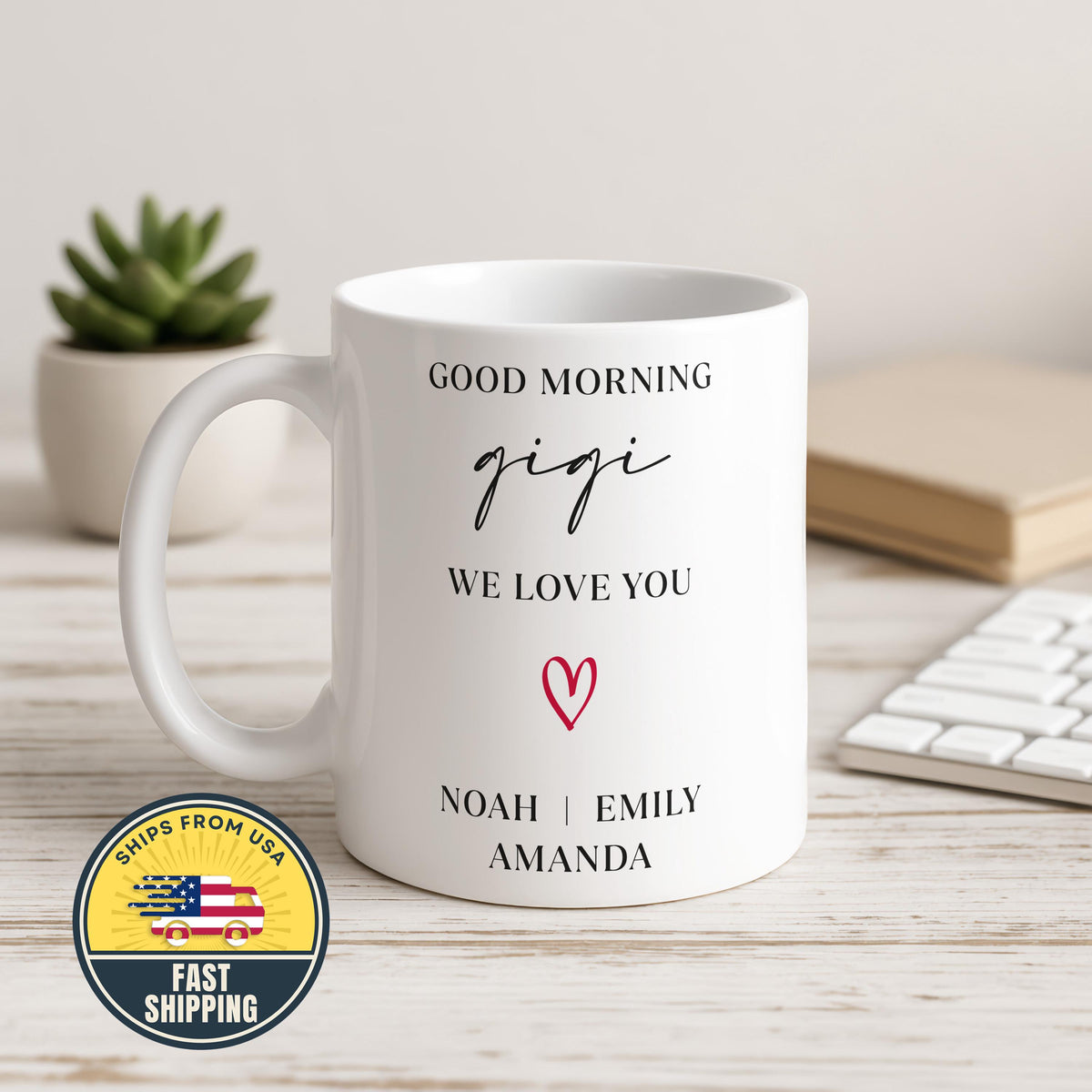 Custom Good Morning Gigi Coffee Mug, We Love You Gigi Mug With Grandchildren Names