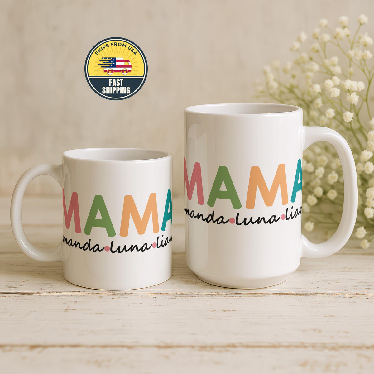 Custom Mama Mug with Kids Name, Mommy Coffee Mug, Personalized Mama Gift