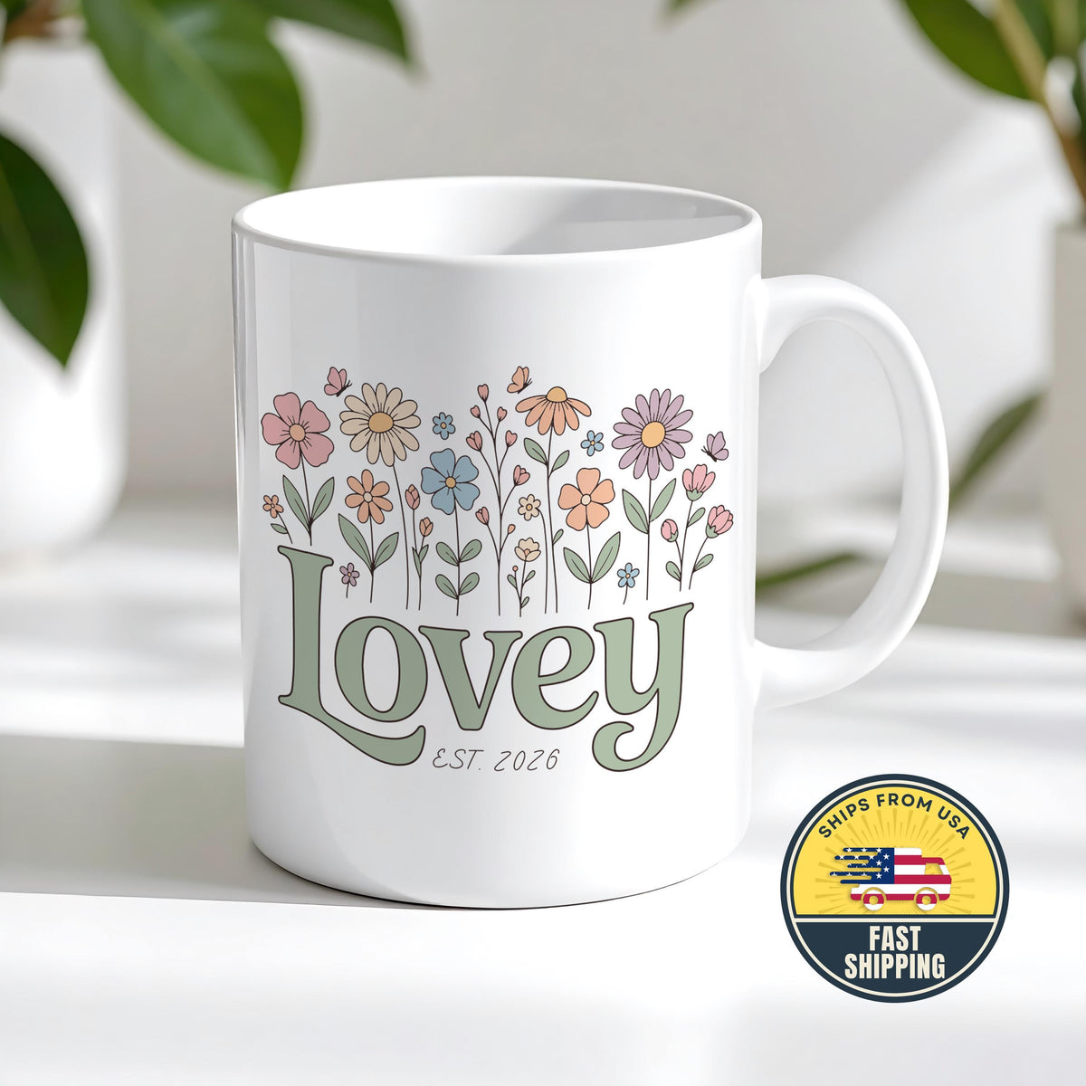 Custom Floral Lovely Mug, Custom Coffee Cup For Family, Personalized Mug With Children Names